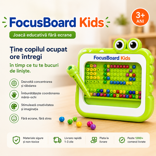 FocusBoard - 20 de minute de liniște pentru părinți. Ore de distracție pentru copii