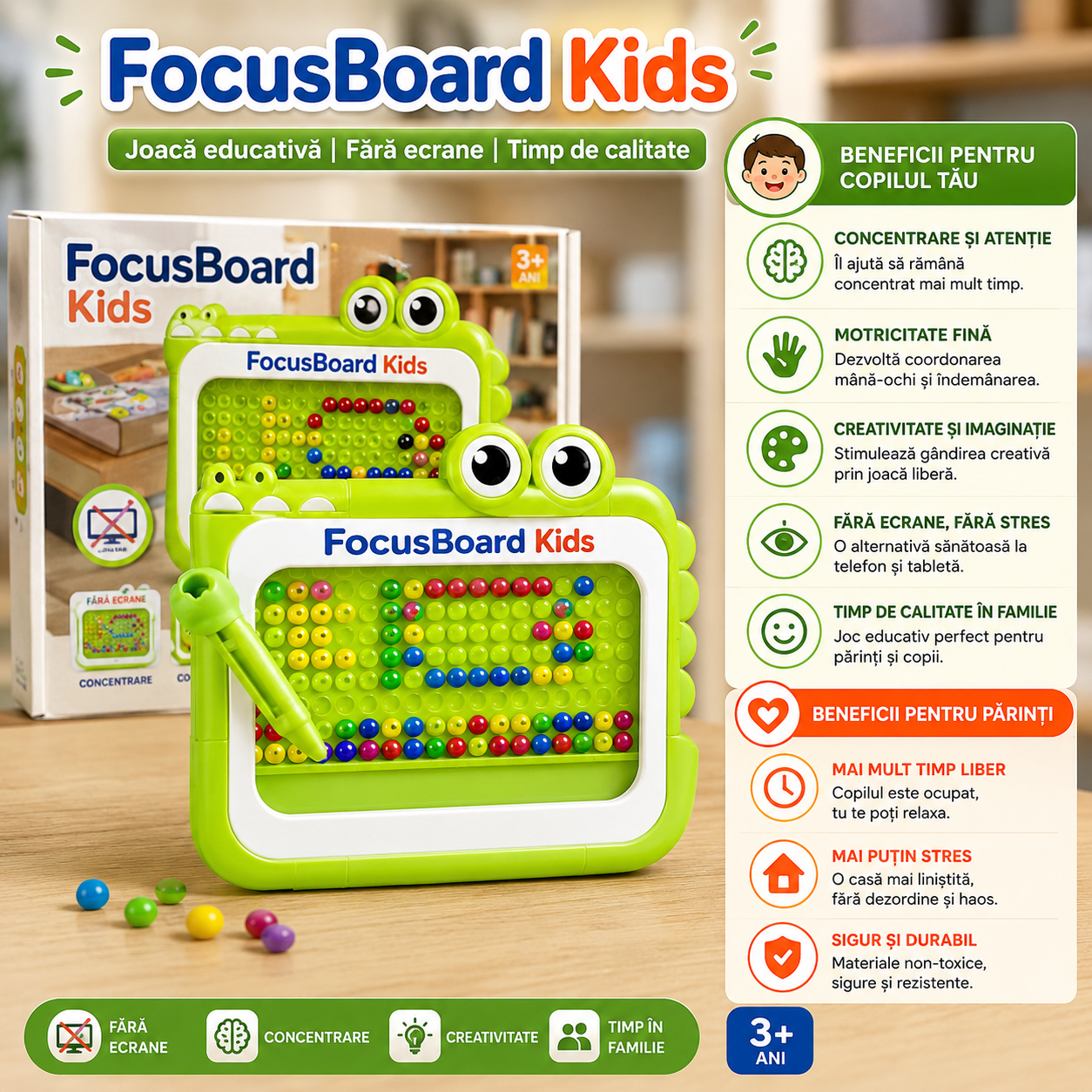 FocusBoard - Scapă de telefon, activitatea care îi ține ocupați ore întregi